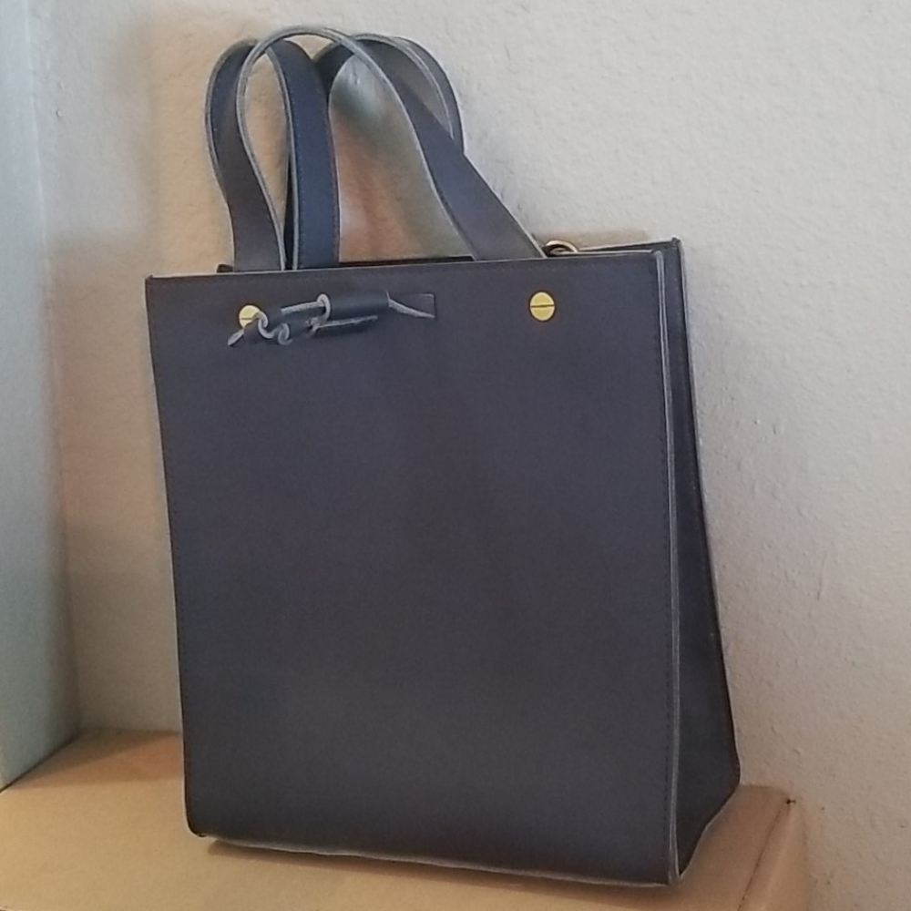 Madewell Leather Small Handbag Dark Blue